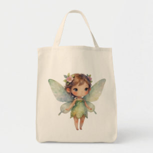 Bolso De Tela Hada del Bosque Encantado: Sprite verde pastel