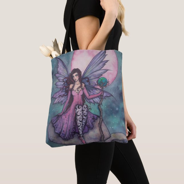 Bolso De Tela Hada Nocturna Violeta de Molly Harrison (Detalle)