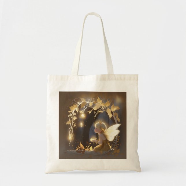 Bolso De Tela Hada Otoñal Adorable con Flores Brillantes (Frente)