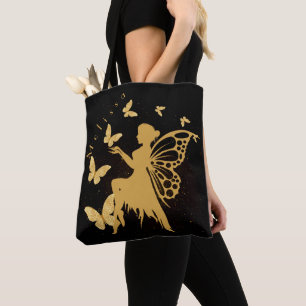 Bolso De Tela Hada personalizada de mariposa dorada