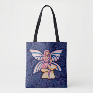 Bolso De Tela Hadas de hongos rosados acuarela arte Fe
