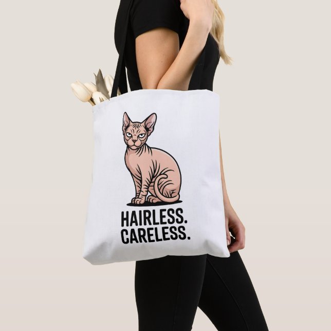 Bolso De Tela Hairless Careless Sphynx Cat Attitude Art (Detalle)