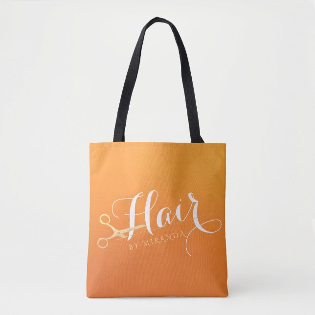 Bolso De Tela Hairstylist Makeup Salon Moda Naranja Tijeras de o (Anverso)