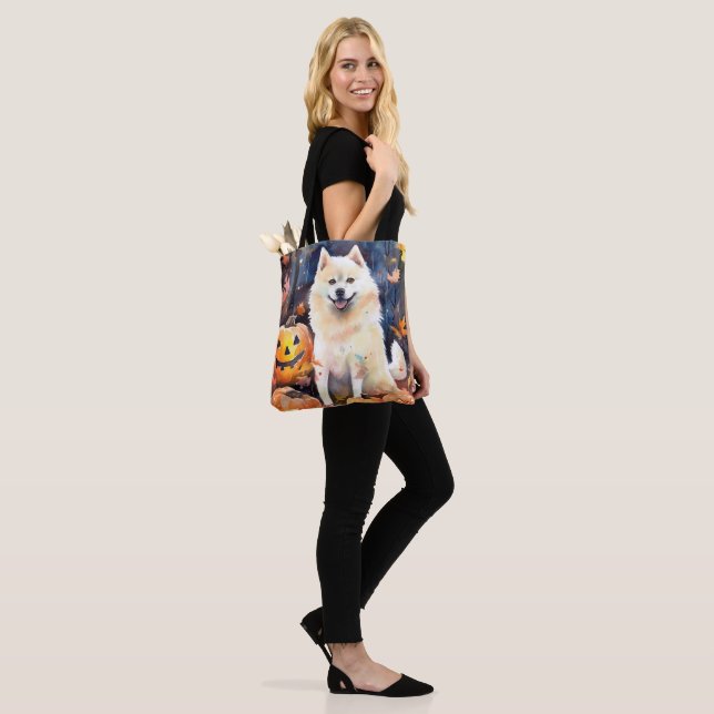 Bolso De Tela Halloween American Akita con calabazas aterradoras (Puesto)