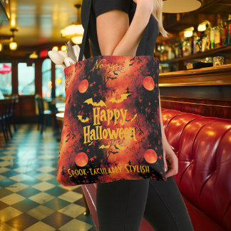 Bolso De Tela Halloween ardiente con murciélagos y estilo espelu