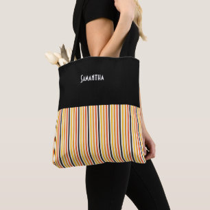 Bolso De Tela Halloween Banda vertical Naranja Black Gold Name