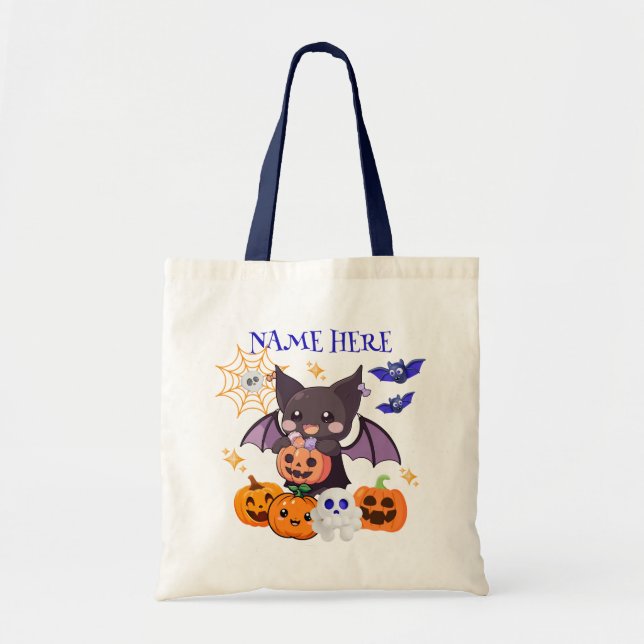 Bolso De Tela Halloween Bat Candy Tote Bag v2 (Frente)