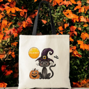 Bolso De Tela Halloween Black Cat Name Trick or