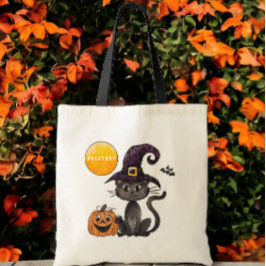 Bolso De Tela Halloween Black Cat Name Trick or