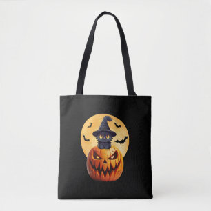 Bolso De Tela Halloween Black Cat Pumpkin trae emoción a los hom
