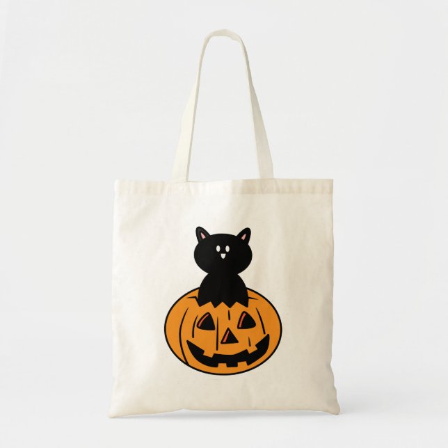 Bolso De Tela Halloween Black Cat Trick or Trete Halloween Bag (Frente)