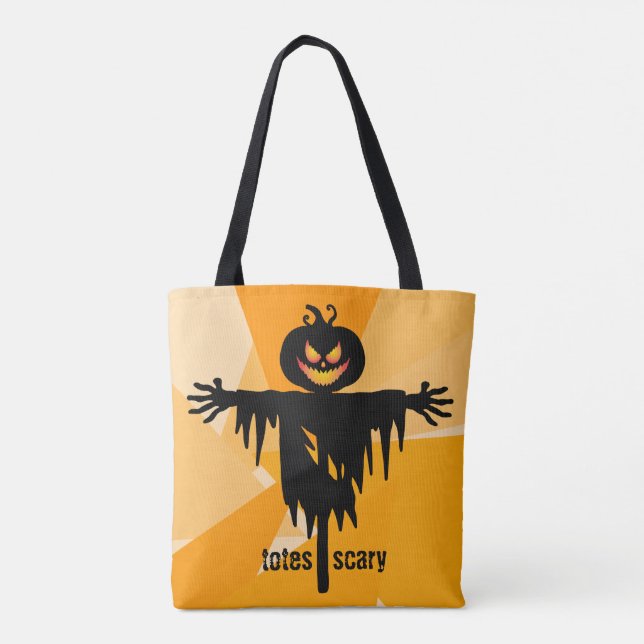Bolso De Tela Halloween Black Naranja Scarecrow (Reverso)