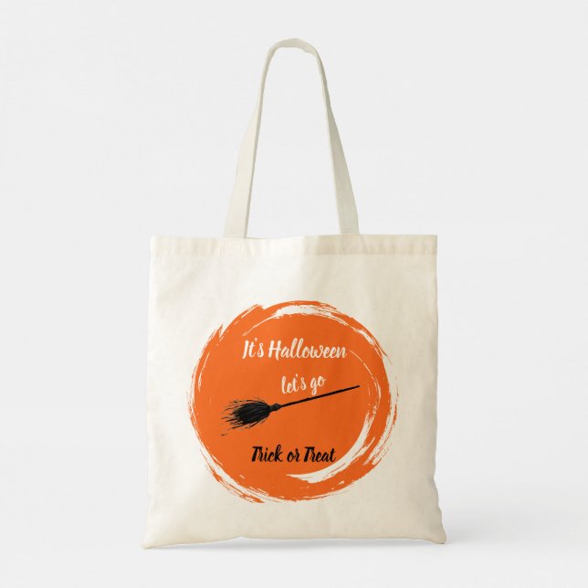 Bolso De Tela Halloween Black Naranja TU NOMBRE (Reverso)