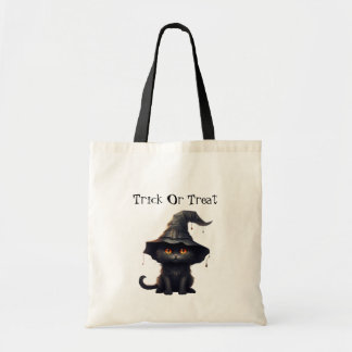 Bolso De Tela Halloween Black Witchy Kitten Cat Witch
