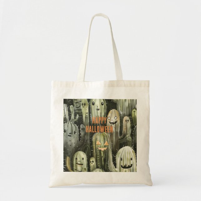 Bolso De Tela Halloween Cactus (Frente)