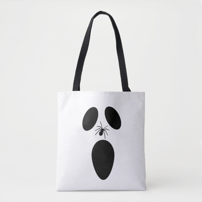 Bolso De Tela Halloween Cara de fantasma negra y blanca (Anverso)