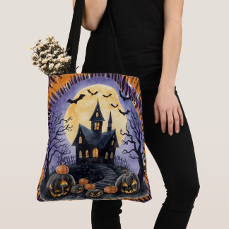 Bolso De Tela Halloween,Casa Embrujada,Calabazas Espeluznantes,M