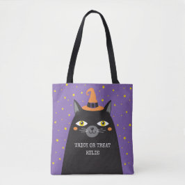 Bolso De Tela Halloween Cat Trick o Treat tot bag