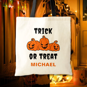 Bolso De Tela Halloween con calabazas de Naranja espeluznantes