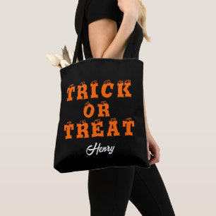 Bolso De Tela Halloween con escritura moderna negra y trucada