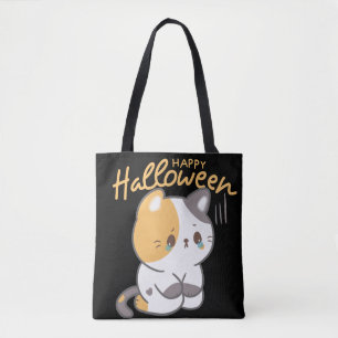 Bolso De Tela Halloween con felino feliz
