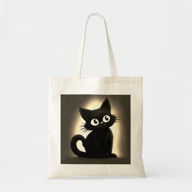 Bolso De Tela Halloween con gato negro y bebé (Frente)