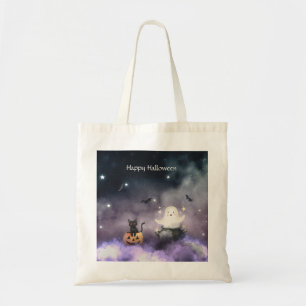 Bolso De Tela Halloween con gatos y fantasmas