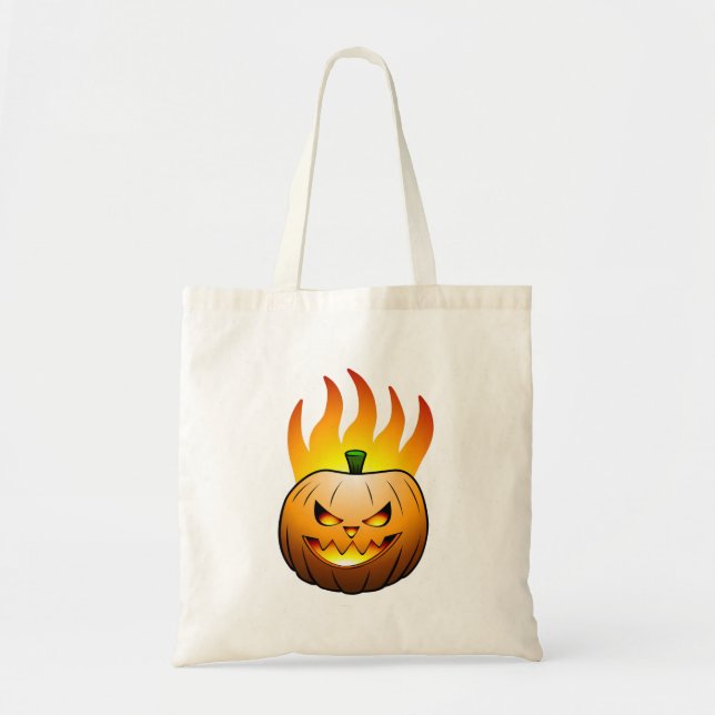 Bolso De Tela Halloween con Jack O'lantern ardiente (Frente)