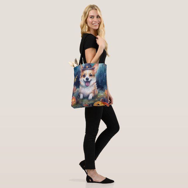 Bolso De Tela Halloween Corgi con calabazas aterradoras (Puesto)