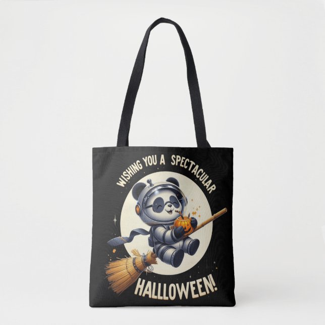 Bolso De Tela Halloween cósmico: Astronauta Panda disfruta de la (Anverso)