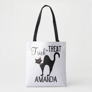 Bolso De Tela Halloween Curte simple truco o trata gato negro