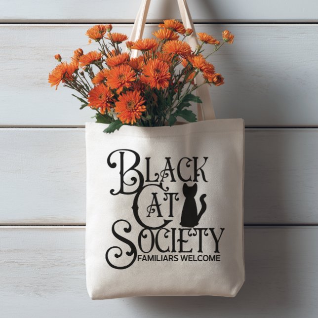Bolso De Tela Halloween de Black Cat Society (Fun Black Cat Tote Bag)