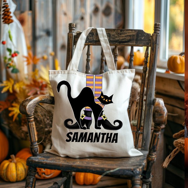 Bolso De Tela Halloween de bruja suave personalizado (Halloween witch trick or treat bag)