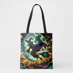 Bolso De Tela Halloween de bruja y luna llena