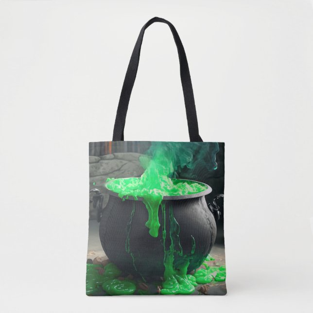Bolso De Tela Halloween de Cauldron, una bruja torpe (Anverso)