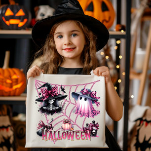 Bolso De Tela Halloween de Coquette Rosa y Negra