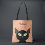 Bolso De Tela Halloween de gatos negros curados<br><div class="desc">Guay personalizó el truco de halloween para niños o las bolsas de regalo.</div>