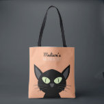 Bolso De Tela Halloween de gatos negros curados<br><div class="desc">Guay personalizó el truco de halloween para niños o las bolsas de regalo.</div>