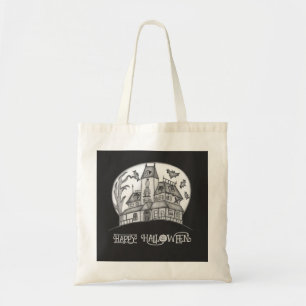 Bolso De Tela Halloween de Haunted House y Bats