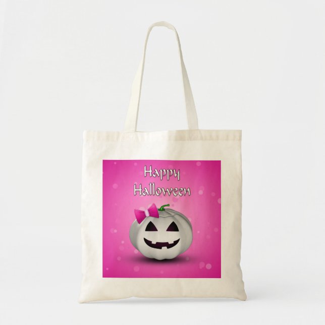 Bolso De Tela Halloween de la Calabaza Blanca (Frente)