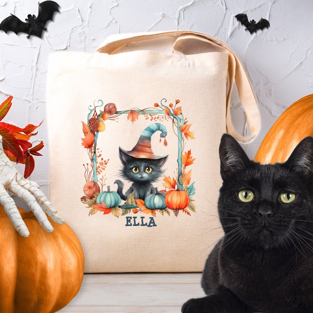 Bolso De Tela Halloween de la Calabaza de Brujas de Gato Negro,  (Subido por el creador)