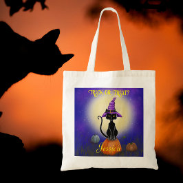 Bolso De Tela Halloween de la luna del gorra de bruja morada de 