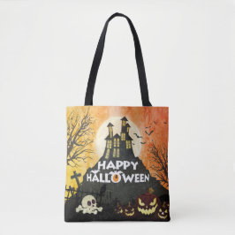 Bolso De Tela Halloween de la noche del cielo estremecedor de la