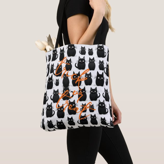 Bolso De Tela Halloween de los gatos negros trucos o tratados (Detalle)