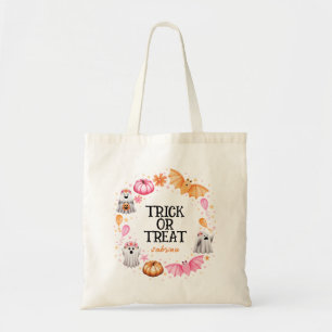 Bolso De Tela Halloween de los murciélagos, fantasmas y calabaza