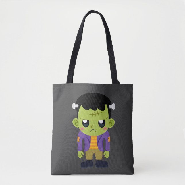 Bolso De Tela Halloween de Monstruo Frankenstein Verde (Anverso)