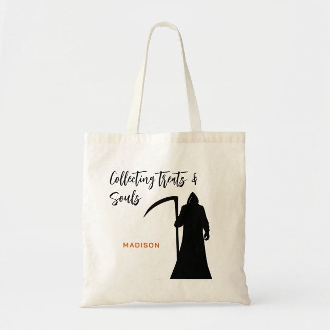 Bolso De Tela Halloween De Paro Grim Reaper Tret O Souls (Frente)