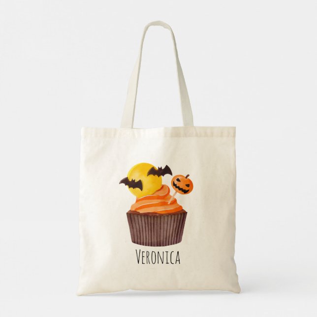Bolso De Tela Halloween de pastelitos trucos o pasteles (Reverso)