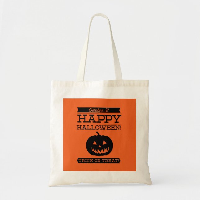 Bolso De Tela Halloween de retro tipográfico (Frente)