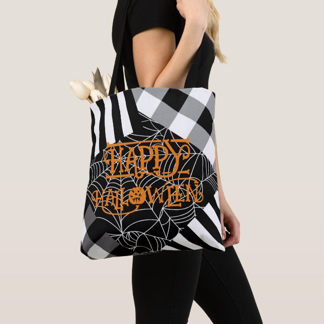 Bolso De Tela Halloween del Black & White Spiderweb Patchwork (Detalle)